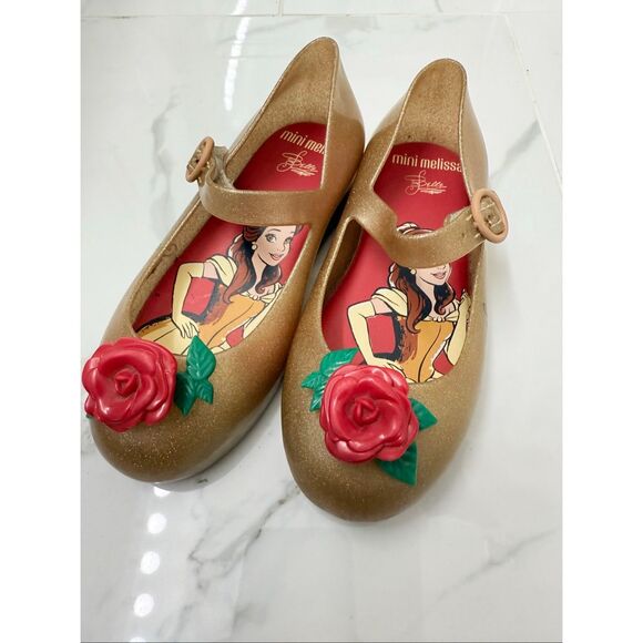Mini Melissa Toddler Size 10 Disney Belle Gold Mary Jane - Picture 1 of 5